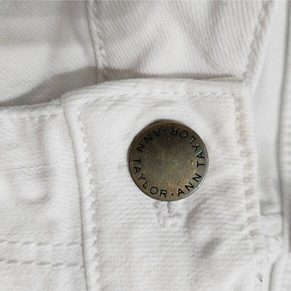 Ann Taylor White Denim Jeans Womens 12 High Rise The Skinny Ankle Curvy Fit - Picture 7 of 16